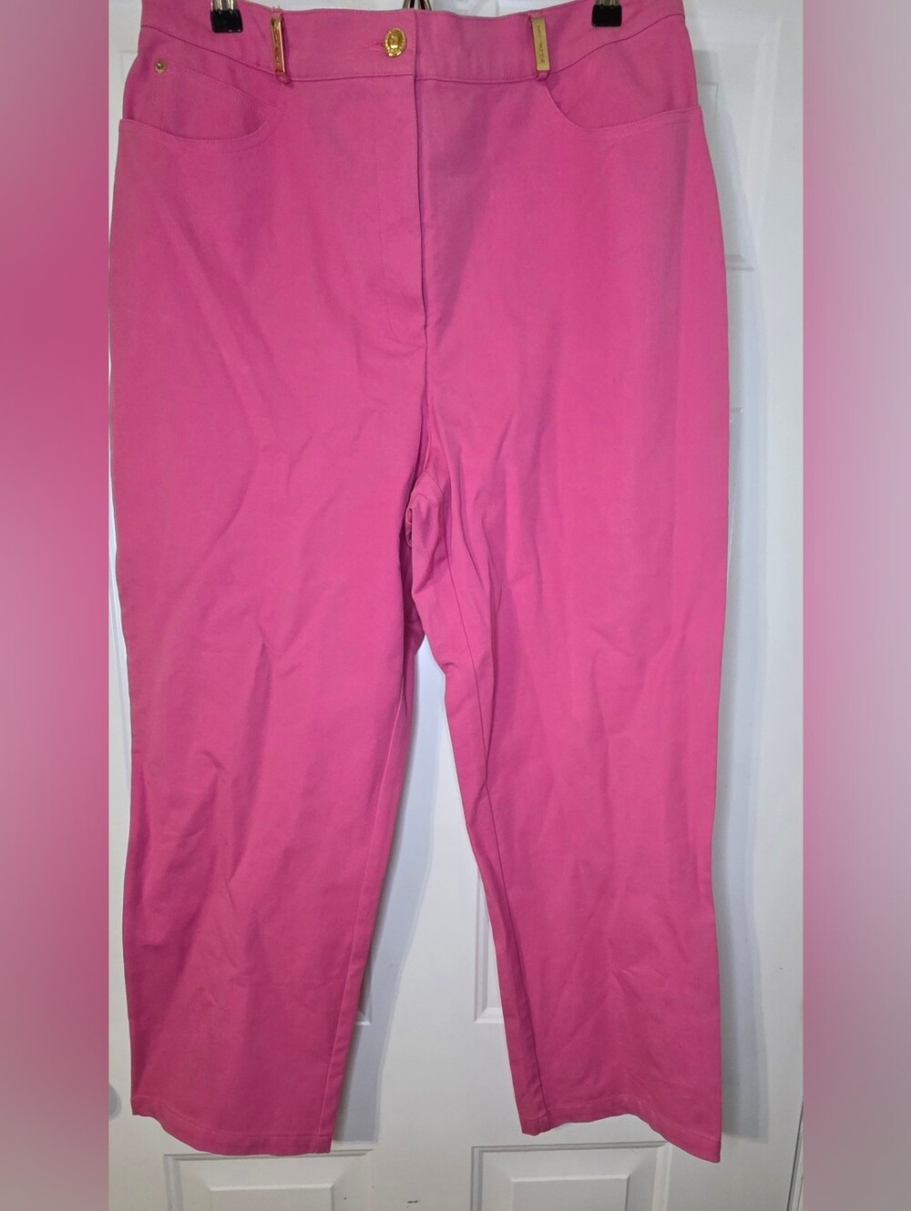 St. John Hot Pink Straight-Leg Pants